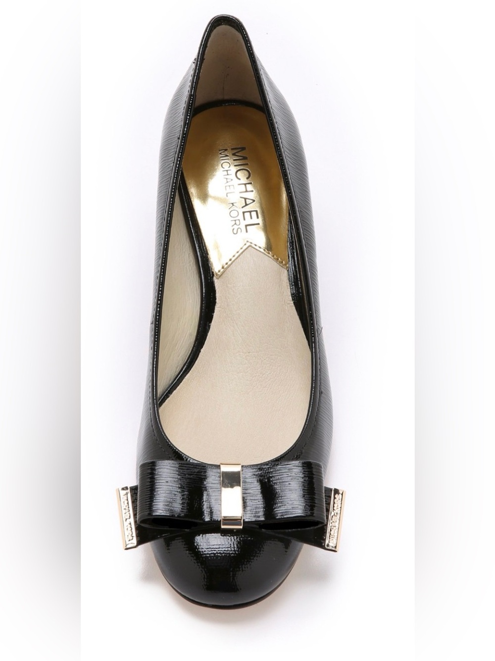 Michael Kors Black Patent Bow 🖤 Block Heels with Gold Accents